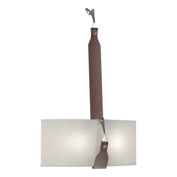 As with all members of the Saratoga Collection, a choice of leather strapping color and Antique Brass or Polished Nickel fittings are offered for this wall mount. A half-shade completes the aesthetic for this Saratoga Sconce.