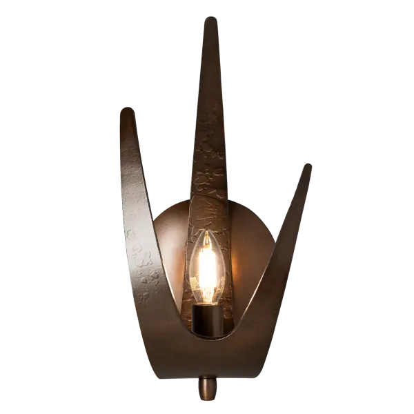 Offered in both left and right options, this 3-point Caribou wall sconce is a modern twist on a classic form. Organic in shape, created by our master artisans at the Forge, the Caribou Sconce will add elegance and style to any room. - alternate view
