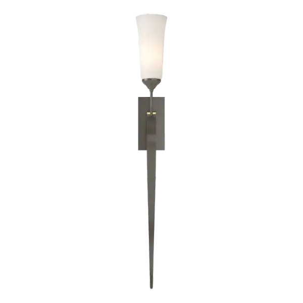 Whether you let your eye wander up to the glass or down to the tapered point of the forged and formed steel, you're in for a pleasant journey. Our Vermont metalsmiths have taken a simple wall sconce and rendered a thing of timeless beauty. Shaped in Vermont.