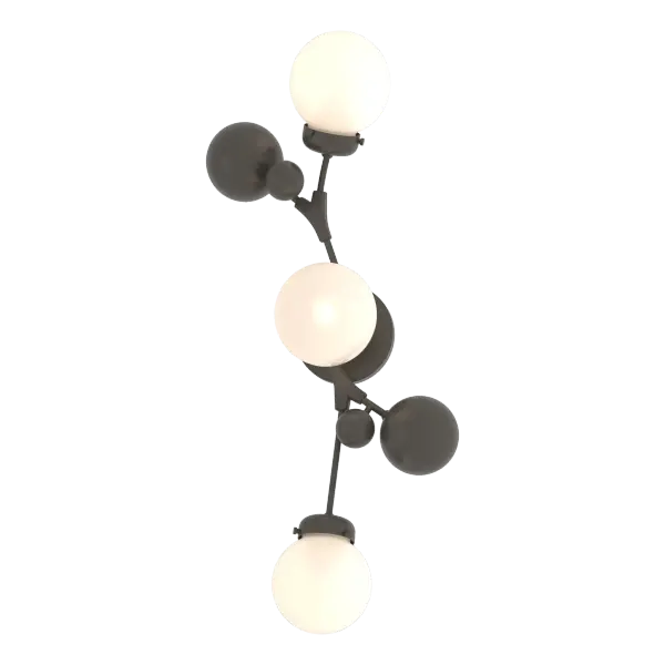 The Sprig 3-Light Sconce—with steel and glass “berries” of multiple sizes—is the perfect choice to add versatile and sculptural lighting to your space. Botanical overtones are enhanced by opaline, clear water glass, or opal glass globe options.