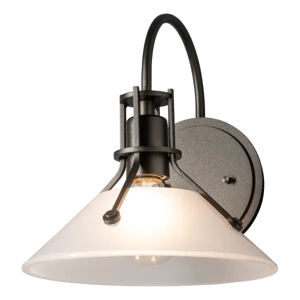 With its stunning, clear, thick glass shade and elegantly curved stem, the Henry Small Sconce w/Glass Shade is a new member of iconic Henry Collection for interior settings. Bulb choices can shift the look from industrial to contemporary. Also available in a larger size. - alternate view