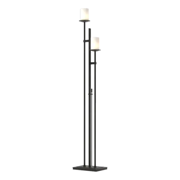 In chess, the movement of the rook is the easiest to understand - it's all straight lines and it can be placed in any space on the board to great benefit. Our Rook Two-Light Floor Lamp, with lines of handcrafted steel, fits the description really well.