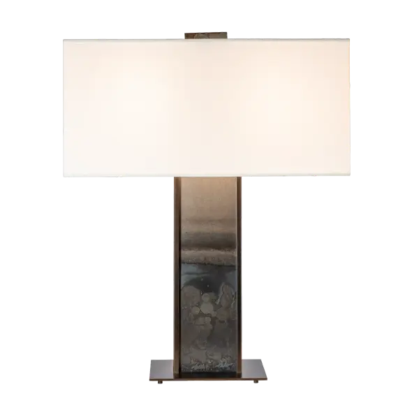 The Horizon Table Lamp is a work of art. Our Makers at the Forge have handcrafted this stunning lamp by creating “layers” of forging that are apparent beneath a new clear finish developed specifically to reveal this amazing work. This is a special lamp in every aspect, including the finial made to complement the Horizon. - alternate view