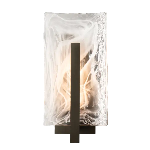 Set the tone for guests with this statement piece. On arrival, they'll know this place is special. A tall, thick, hand-poured panel of clear glass with a whimsical freeform. white swirl is slightly convex to unique effect. The Arc's glass panel is held in place by a substantial, flat aluminum bar. Offered in any of our Outdoor Coastal Finishes and available in 2 Marine Grade options (small upcharge applies). - alternate view
