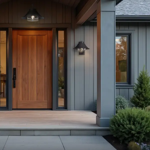 Equally at home on a Vermont barn or the exterior of a modern residence, the Stowe Medium Outdoor Sconce delivers purposeful illumination with timeless style. By design, its signature hood directs light downward, enhancing safety, visibility, and sure footing along walkways and entry points. Crafted from durable aluminum and finished in any of our robust Coastal Outdoor Finishes, the medium Stowe sconce offers balanced, functional lighting ideally scaled for porches, garages, and exterior walls. Two Marine Grade options are also available for harsher environments (small upcharge applies), ensuring long-lasting performance wherever it’s installed. - alternate view