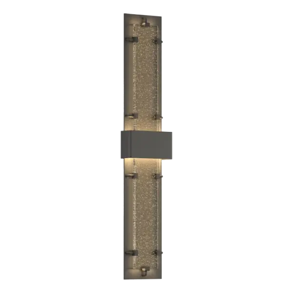 It should be called the Ursa Major...the Double-Large Ursa Outdoor Sconce is a full 50.8" in length. LED elements illuminate the unique, thick slabs of clear seeded glass, giving it a dimensionality when viewed from any angle. Both functional and stylish, this large scale outdoor sconce makes a statement to guests upon arrival.