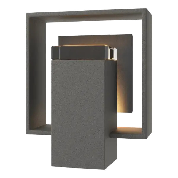 An elegant wall mounted fixture made for the outdoors, yet beautiful enough for the interior, the Shadow Box Small w/ Slate Outdoor Sconce offers a “sensual minimalism accentuated by the dramatic lighting”, according to Designer David Martin, and features a Vermont black slate backdrop in its square aluminum frame. Choose any of our robust AAMA 2604-rated Coastal Outdoor Finishes, with a block of optic crystal for the ultimate sparkle.