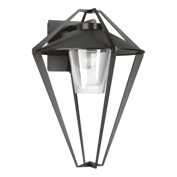 A classic lantern shape with a contemporary aesthetic, the Stellar Small Outdoor Sconce features an open aluminum exo-structure with a substantial clear glass shade containing the light within. Available in a choice of robust Coastal Outdoor Finishes.