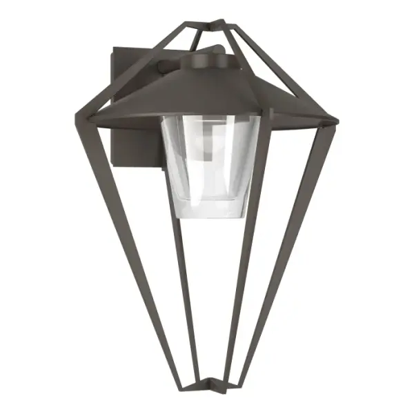 A classic lantern shape with a contemporary aesthetic, the Stellar Small Outdoor Sconce features an open aluminum exo-structure with a substantial clear glass shade containing the light within. Available in a choice of robust Coastal Outdoor Finishes.