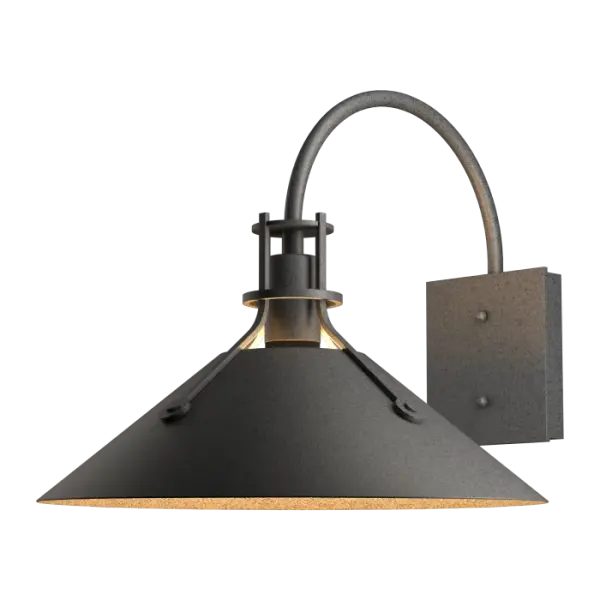 Henry with its riveted, spun-metal shade presents strong industrial aesthetics. One look will reveal the high level of craftsmanship. Bulb choices can shift the look from industrial to contemporary.