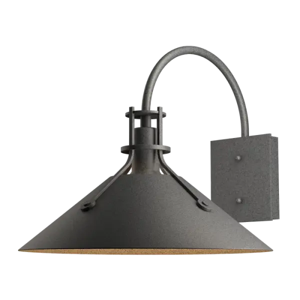 Large and substantial, this version of the Henry Dark Sky Friendly Outdoor Sconce combines both form and function. Built specifically to reduce light pollution, bringing constellations into view, this large, gooseneck wall sconce features an integrated double shade to block the release of uplight. Handsome details and hallmark craftsmanship make this sconce a great addition to enhance any exterior.