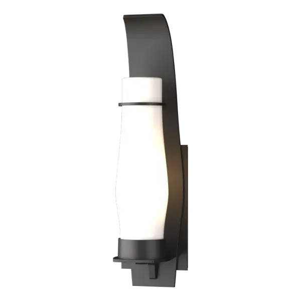 Our Sea Coast Outdoor Sconce provides a warm glow and eye-pleasing design to welcome voyagers coming by land or sea. A simple metal band contains the glass chimney while metal base and mounting plate add design elements.