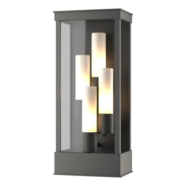 Our Portico Outdoor Four-Light Wall Sconce doesn't need to be at the entrance to your home or business, but it does make a great first impression on visitors with its sleek, clean, high-quality metalcraft on display.