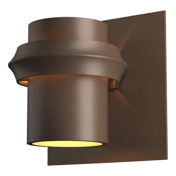 The classic contemporary design of the Twilight Dark Sky Friendly Outdoor Sconce makes a clear statement through its simplicity. A gentle glow emanates from the metal band that encircles the metal shade, giving off a twilight illumination into the night.