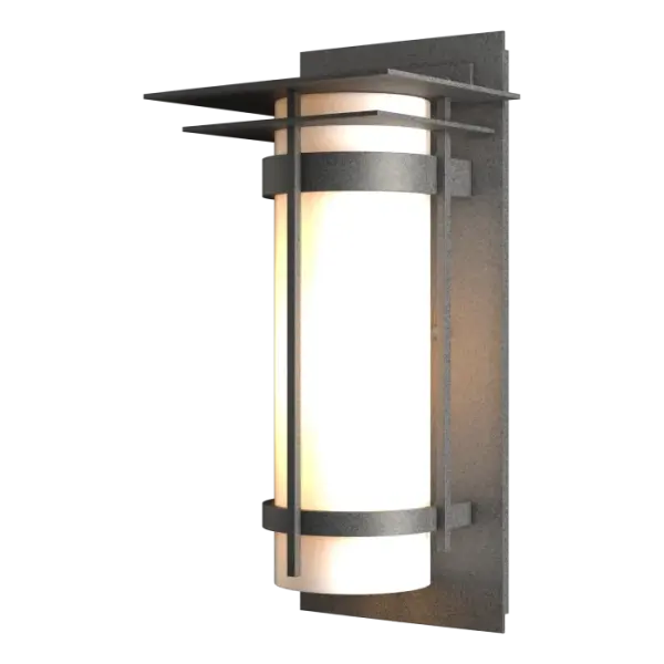 A clean, sleek design that evokes dreams of the Far East are the hallmarks of our Banded Collection. True to name, two handcrafted metal bands, intersected by a bold l-bar, encircle the glass and fasten to the mounting plate with glass tube resting on and capped by metal plates.