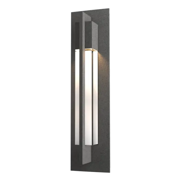 If you need to pull a space's design together, our Axis Outdoor Wall Sconce will help you find your center. A handcrafted aluminum arm angles around to clasp the glass from above and below. The contrast of metal against glass provides a dash of sophistication