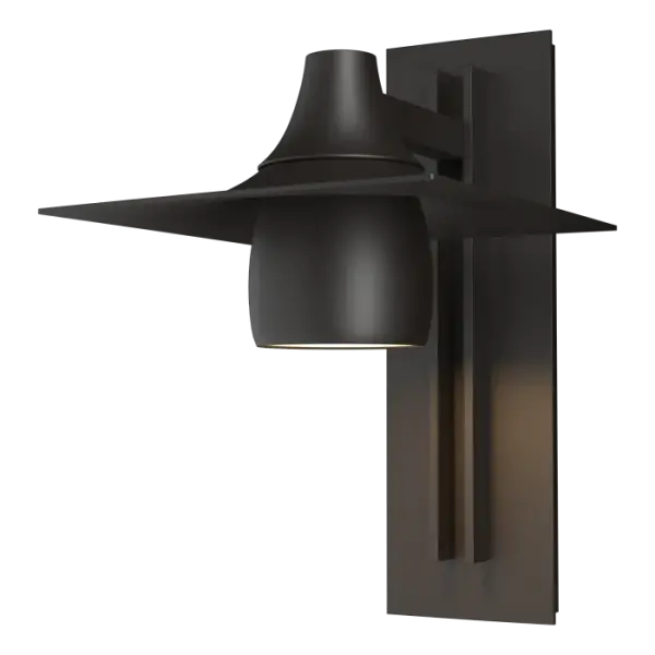 Words can't do this Dark Sky certified outdoor sconce justice. How would you describe a design using a handcrafted metal hood over an elegant metal shade that delivers a visual balance bordering on perfection? Maybe words can do it justice. The picture helps too.