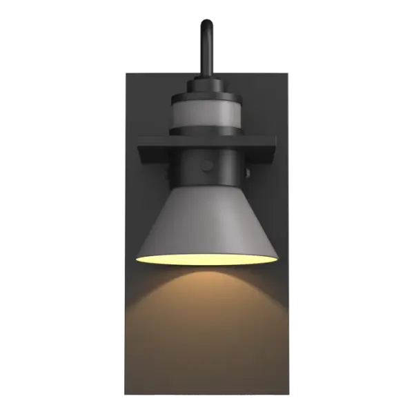 Designed with the heavens in mind, this Erlenmeyer Dark Sky Friendly sconce is as beautiful as it is respectful of its environment. Built specifically to reduce light pollution, this two-toned Erlenmeyer scores big in form and function. With a cap at the top and a shade guiding the light downward, this sconce focuses it's light right where you want it.