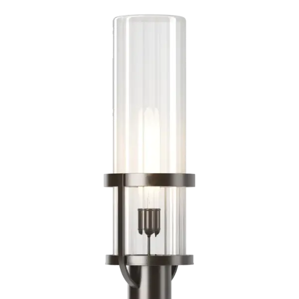 Alcove Outdoor Post Light is a clean contemporary design. Its vertical cylinder, either frosted or clear fluted glass, is embraced by two circular bands of hand-shaped aluminum. With 6 coastal outdoor finish options, the Alcove Outdoor Post Light makes a grand first impression welcoming visitors, enhancing safety on pathways, and shedding light on recreational areas.