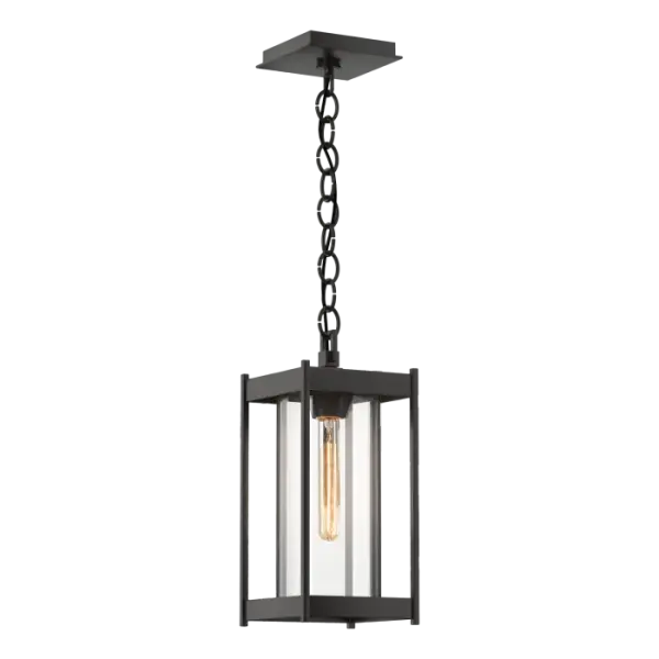 The Cela Outdoor Lantern is a contemporary pendant design that will add a touch of elegance to any space. The strong rectilinear lines of the aluminum frame hold a well-proportioned cylinder of blown glass. This chain-hung ceiling pendant is perfect for outdoor spaces and is offered in any of six Coastal Outdoor Finishes.