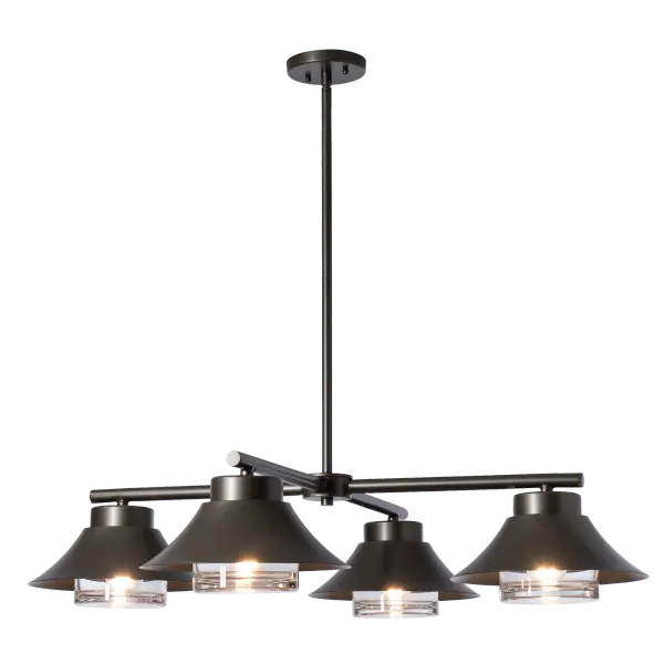 Its namesake is a quintessential New England mountain town and premier skiing destination in the East. The Stowe Outdoor Collection is a timeless classic design. The 4-light pendant is wonderful for outdoor dining or above an outdoor lounge/seating area. The Stowe's hallmark substantial, clear, thick-bottomed glass is capped off with a stylish hood that sweeps to the outer edge. Made by Vermont artisans. Offered in any of our Outdoor Coastal Finishes and available in 2 Marine Grade options (small upcharge applies). - alternate view