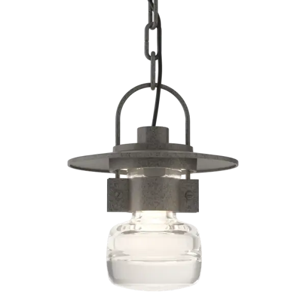 Our steampunk version of a traditional lantern is bold and striking. Our Mason Pendant shows off a mix of high-end craftsmanship, from the thick blown-glass bell to the metallic curves of the hood, to the details of the riveted collar - this has it all.