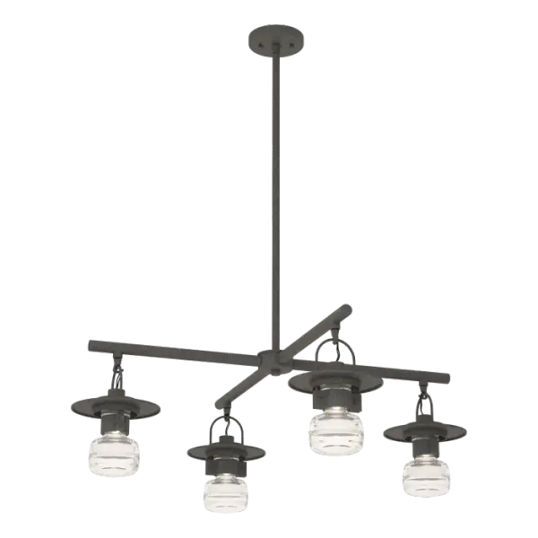 The iconic Mason Collection welcomes a new entry—the Mason Outdoor 4-Light Pendant. As we all look to expand our living spaces, the Mason 4-Light is the perfect pendant for outdoor dining or lounge area that is closed on 3 sides and has a solid ceiling (not trellis). Bi-secting, perpendicular aluminum bars create a balanced look with functional lighting for the outdoor space. Stem Kit included.