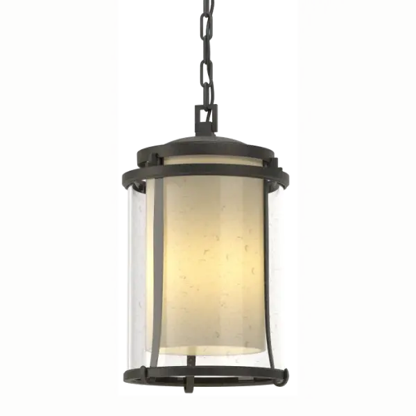 There's something to be said about the welcoming glow of a light as one pulls up to business or returns home on a dark night. There's more to be said when that warm glow comes from our large, artfully handcrafted Meridian pendant. - alternate view