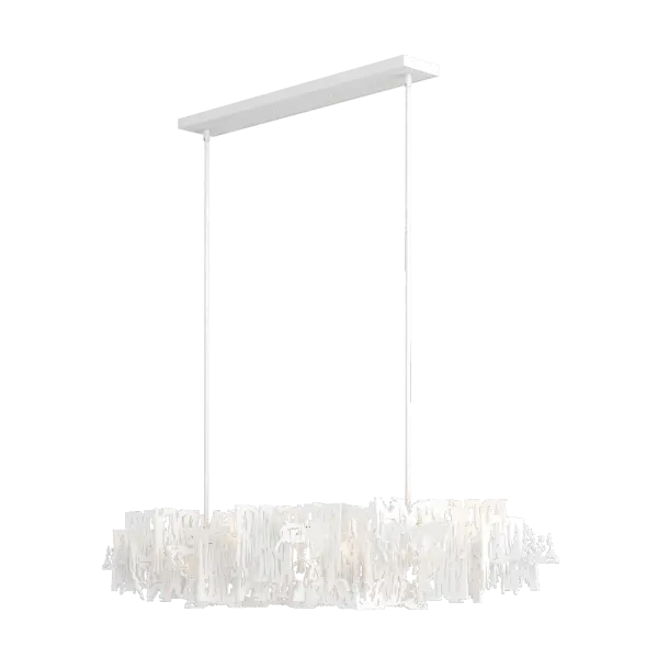 At over 5 ft in breadth, this large Brutus Pendant makes a bold statement in any space. The Brutalism movement of the ‘60s and ‘70s is apparent in this pendant design. Designer Jason Hancock created a complex metal puzzle whose pieces are combined to create a unique, one-of-a-kind lighting fixture. Part of ART + ALCHEMY by Hubbardton Forge.