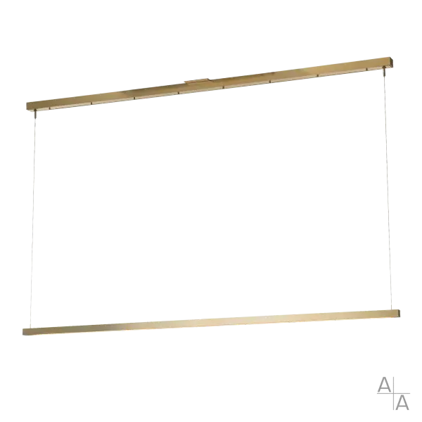 A traditional symbol of good luck, the Ingot can be made of various metals. Ours is of steel and can be finished in any of our 11 standard interior options, including Modern Brass. Deceptively simple and sleek, the Ingot houses an LED element for crisp, functional lighting. Perfect over a large desk, pool table, dining table, kitchen island or bar, or in multiples over a reception area, the Ingot's minimal profile suits a variety of styles. Part of ART + ALCHEMY by Hubbardton Forge. Love it, but need it longer? Talk with our on-site Customs team. We can do that! - alternate view