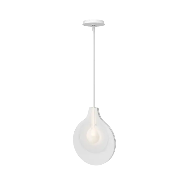 The use of Soiva glass from Venice was central to this design by HF's Jason Hancock. Two layers of handmade clear, textured glass encases a sculptural steel piece surrounding its bulb illumination. The frosted glass around the bulb gives a dimensionality to this single-light pendant. Part of the ART + ALCHEMY by Hubbardton Forge Collection.