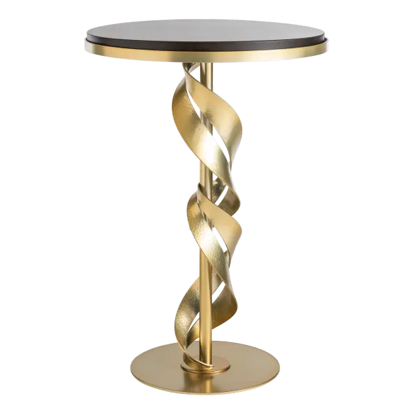 The Folio accent table's hand-forged steel ribbons form a unique design that seem to dance around the pedestal of this beautiful table, while its maple wood top adds a timeless elegance. Make an unforgettable statement of style and grace. Maple wood available in natural maple, espresso or dark grey options.