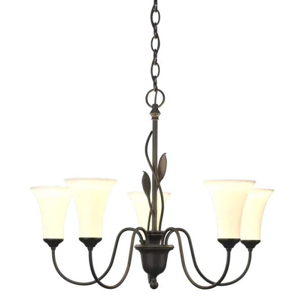 Forged Leaves 5 Arm Chandelier