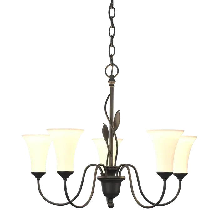 Forged Leaves 5 Arm Chandelier