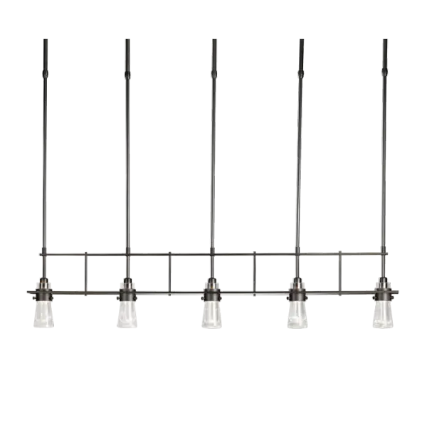 Inspired by the flat-bottomed Erlenmeyer flasks, this 5-light fixture has life beyond the lab. The look edges toward industrial while keeping firmly in the realm of high-class form and function.