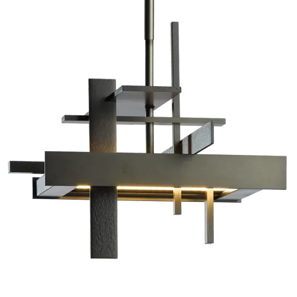 Influenced by Frank Lloyd Wright's visionary Fallingwater home from the 1930s, our small Planar LED Pendant delivers clean, modern, gravity-defying lines that are sure to enhance high-end room designs. Handcrafted using steel at our Vermont forge. - alternate view
