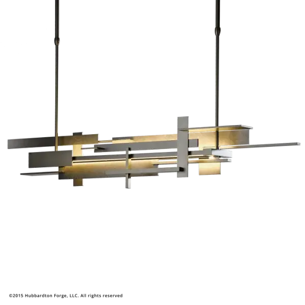 Influenced by Frank Lloyd Wright's visionary Fallingwater home from the 1930s, our horizontal Planar LED Pendant delivers clean, modern, gravity-defying lines that are sure to enhance high-end dining and living room designs. Handcrafted using steel at our Vermont forge.