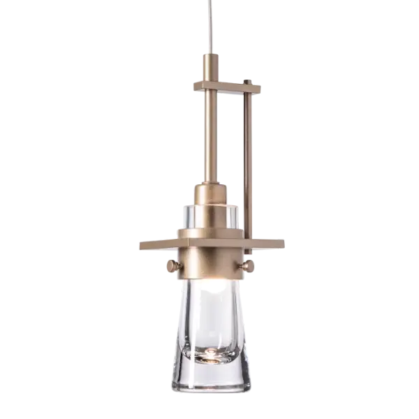 Inspired by the flat-bottomed Erlenmeyer flask, this pendant is the right choice over an island or to illuminate the most stylish lab ever. With the handcrafted collar encircling the clear, thick blown-glass flask, this design bubbles with design chemistry. - alternate view