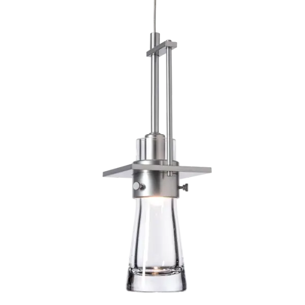 Inspired by the flat-bottomed Erlenmeyer flask, this large pendant is the right choice over an island or to illuminate the most stylish lab ever. With the handcrafted collar encircling the clear, thick blown-glass flask, this design bubbles with design chemistry. - alternate view