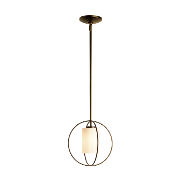 Two hoops of steel orbit the glass of the Rhythm to create a contemporary and transitional design that works in harmony with a variety of spaces. Choose a seeded glass paired with an Edison bulb for a more industrial look. - alternate view
