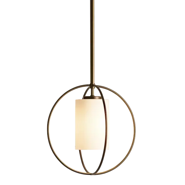 Two hoops of steel orbit the glass of the Rhythm to create a contemporary and transitional design that works in harmony with a variety of spaces. Choose a seeded glass paired with an Edison bulb for a more industrial look.