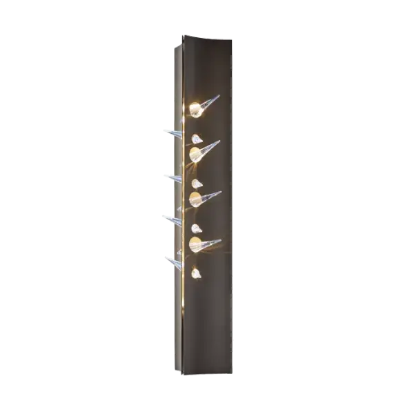 Seductively complex in nature, the Stitch weaves shimmering Swarovski crystals between two forged plates of steel. Laced together by the tenuous relationship between light and shadow, this alluring sconce creates a bold statement. - alternate view