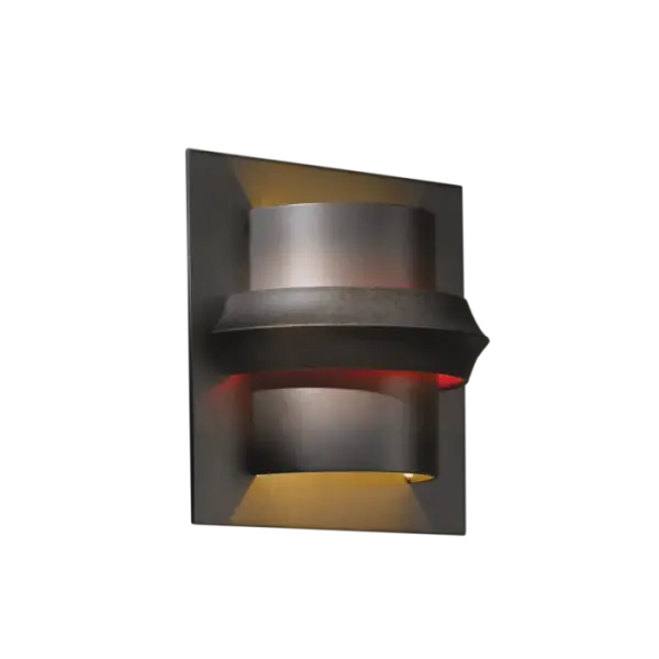 We're taking back twilight. Crafted by modern blacksmiths at our Vermont forge, this American Made contemporary sconce conceals a secret beneath its metal band. A glass filter allows for a choice of four colors of accent light that will glow from beneath the band. - alternate view