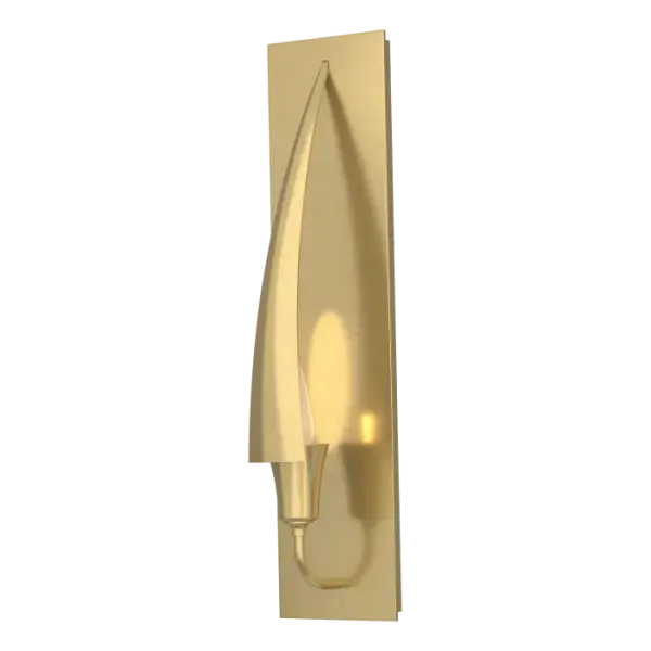 This sconce is a complement to a Cirque Collection Chandelier, or a bold design statement on its own. Hand-forged steel is shaped into a tapered point that shades and reflects the light to cast a warm, elegant glow. Handcrafted by Vermont artisans.