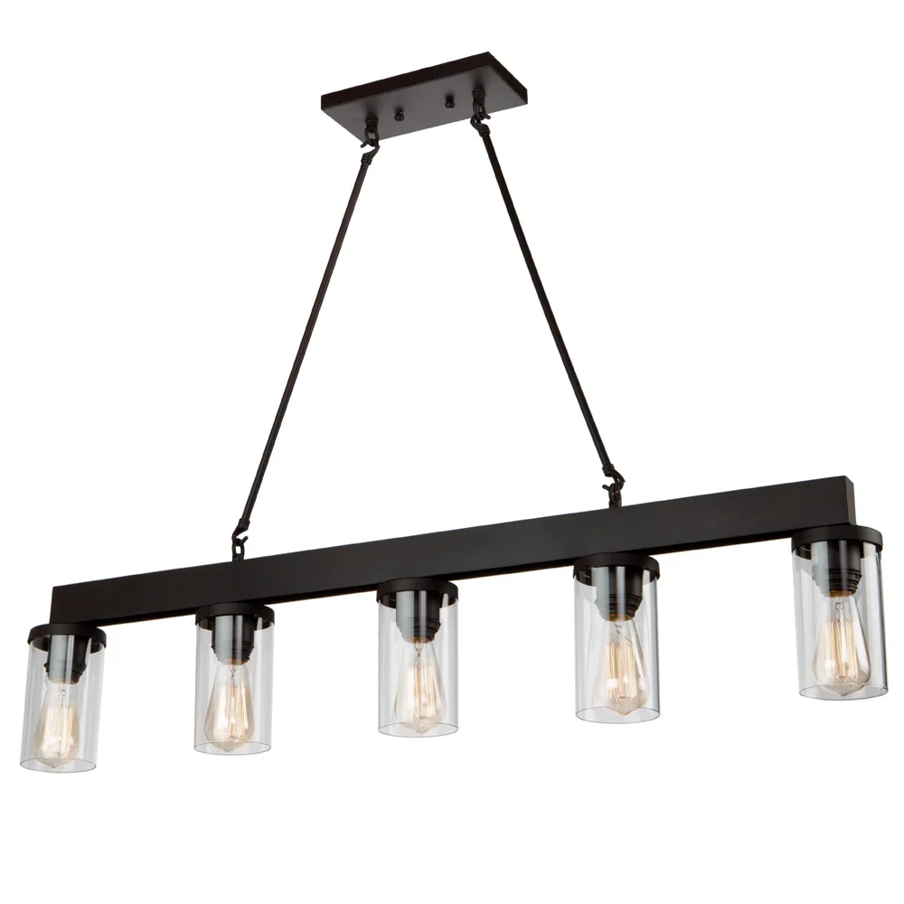 Menlo Park Five Light Island Pendant in Oil Rubbed Bronze