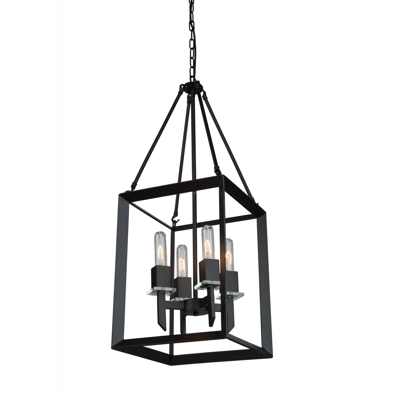 Vineyard 4 Light Matte Black Chandelier