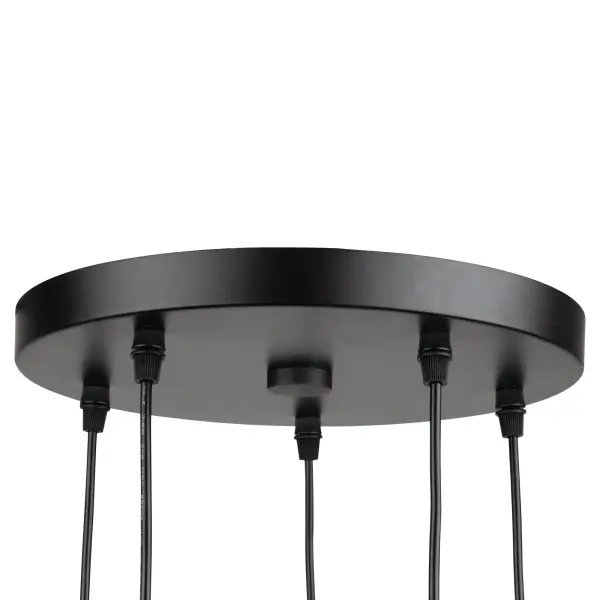Precise mechanized machine sockets make the “Jersey” collection fit into that popular urban type design. Suspended by black, height adjustible wiring with black canopy. Vintage brass socket shown. Also available with - alternate view