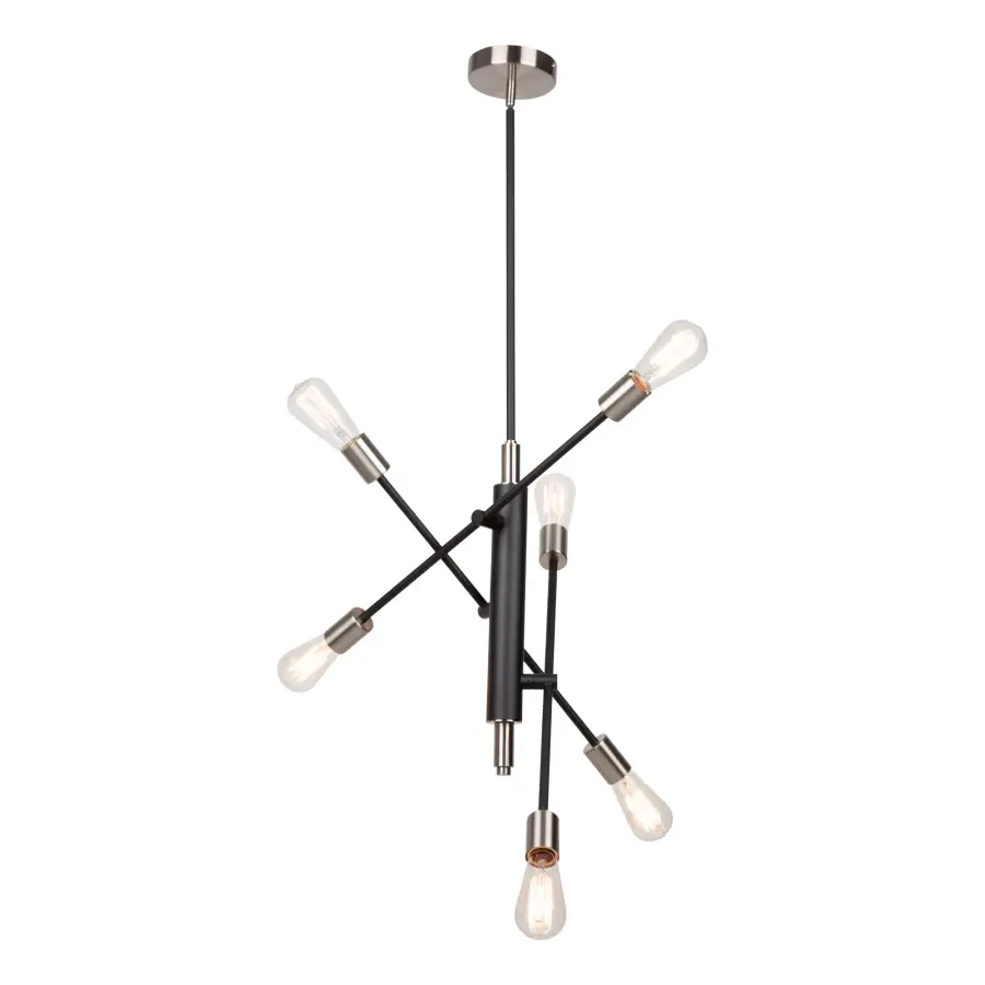 Truro Six Light Pendant in Black & Brushed Nickel - Image 2
