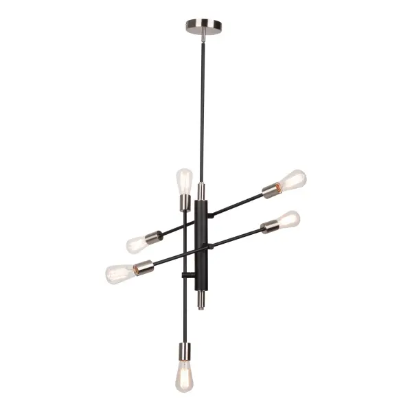Truro Six Light Pendant in Black & Brushed Nickel - Image 3