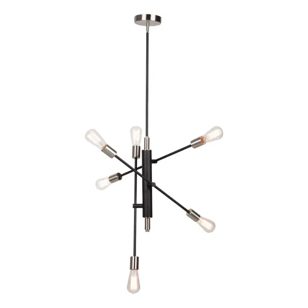 Truro Six Light Pendant in Black & Brushed Nickel - Image 4